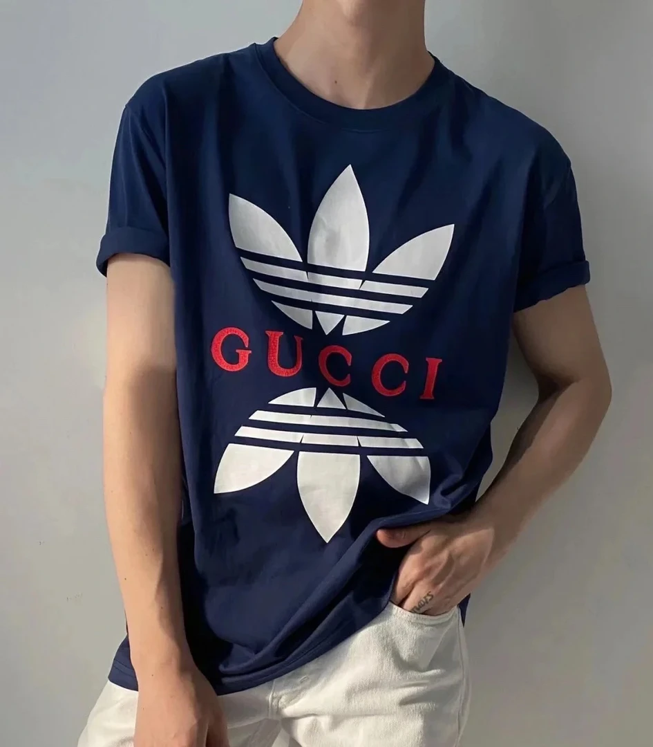 全新未使用 Gucci古驰 联名字母logo深蓝色圆领短袖