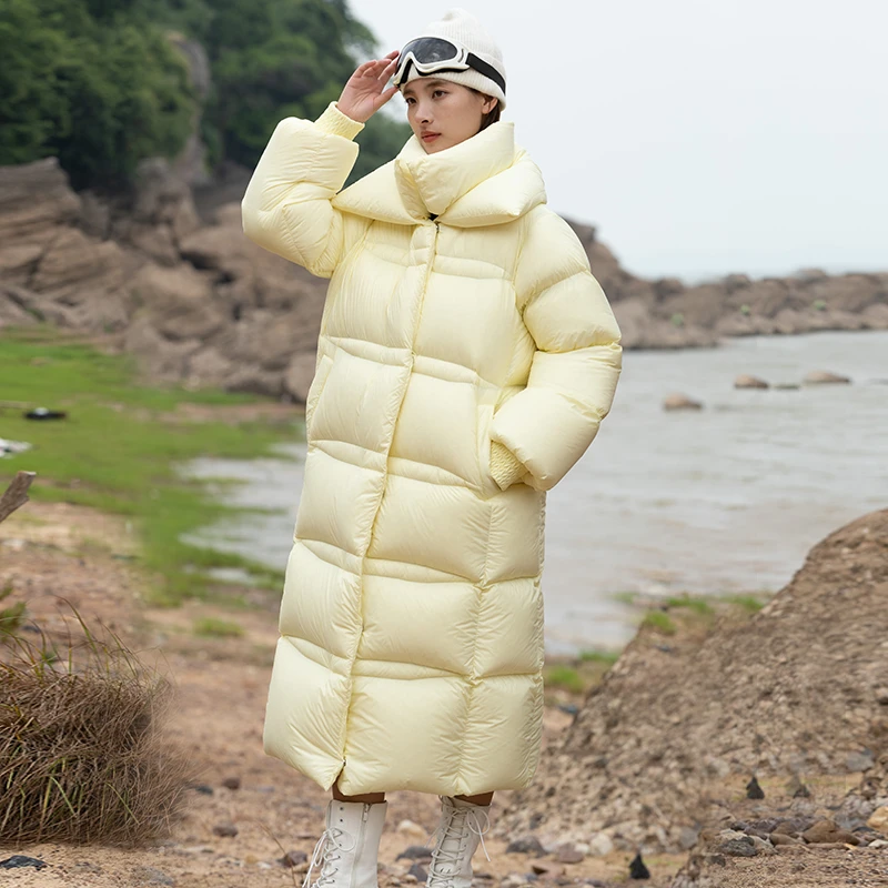 品牌羽绒服女长款过膝加厚加绒95白鸭绒高端时尚保暖抗寒北方冬季