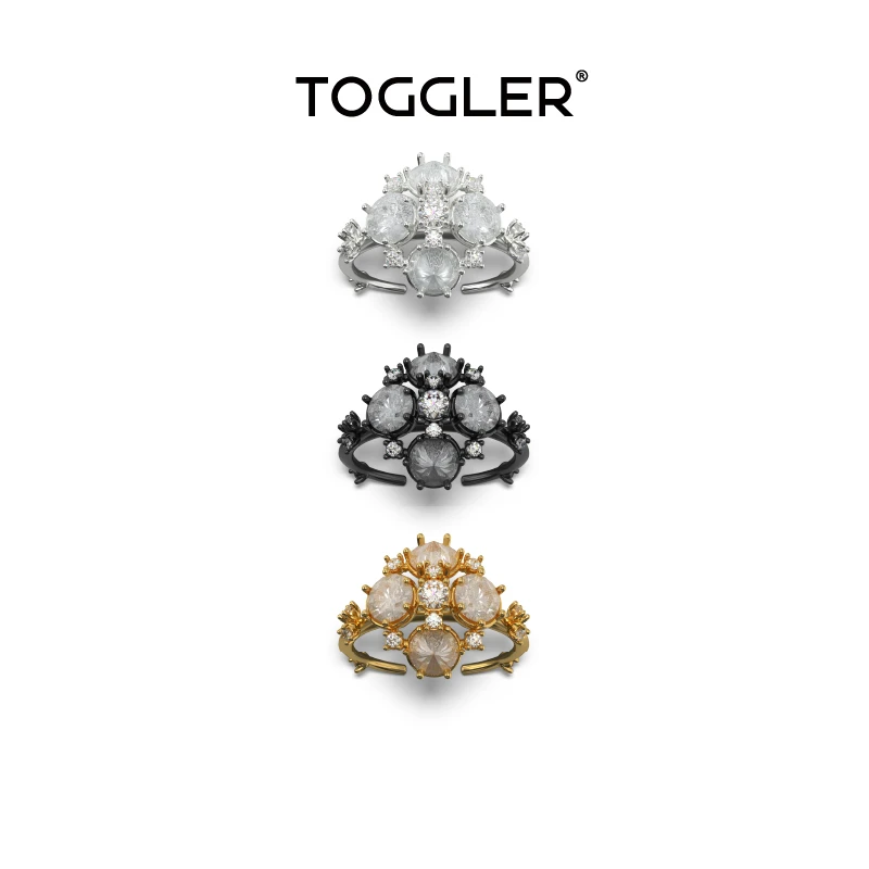 TOGGLER/托格乐 925银合成锆石戒指 冰花戒指轻奢小众饰品镶钻