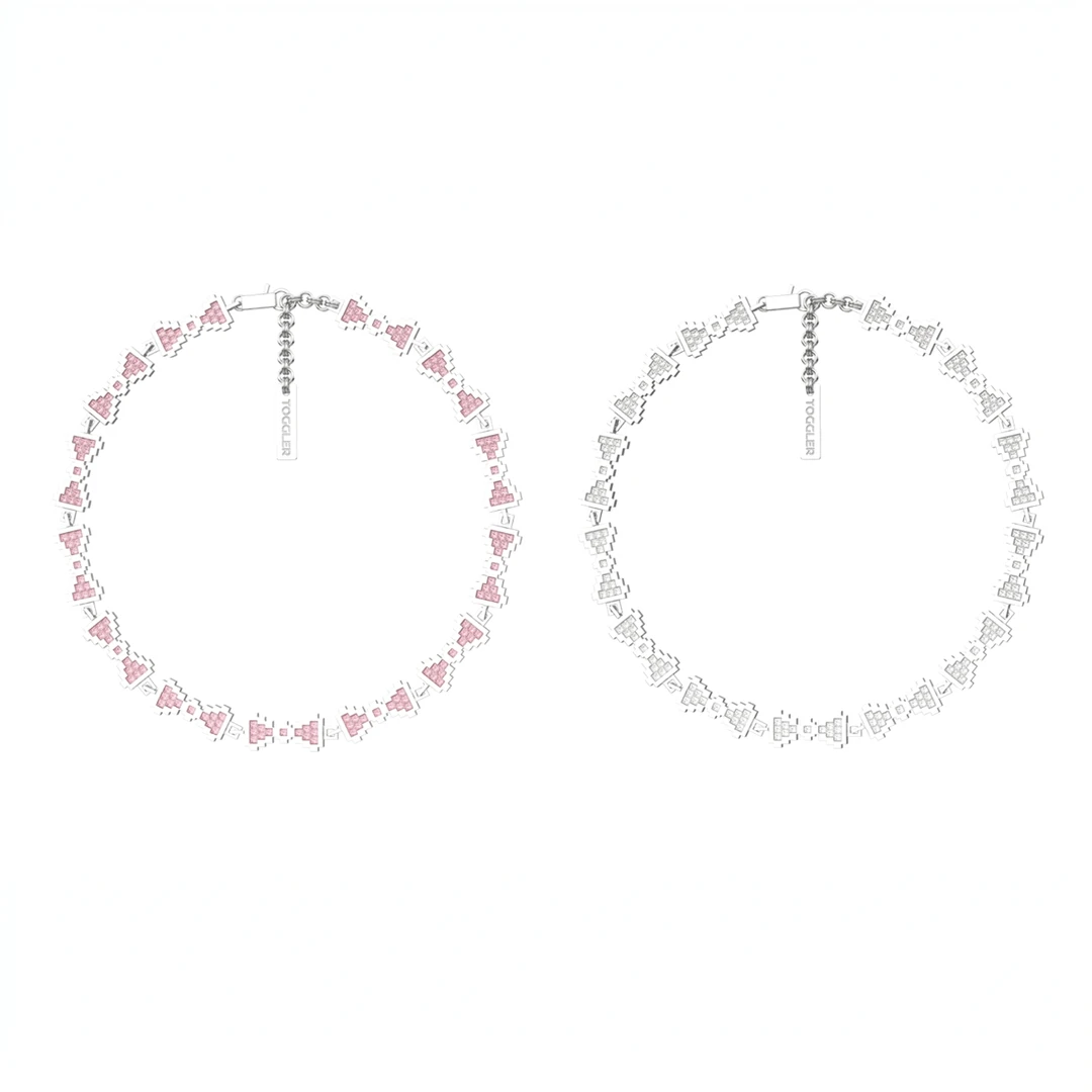 TOGGLER/托格乐 链子925银仿水晶 像素化蝴蝶结项链