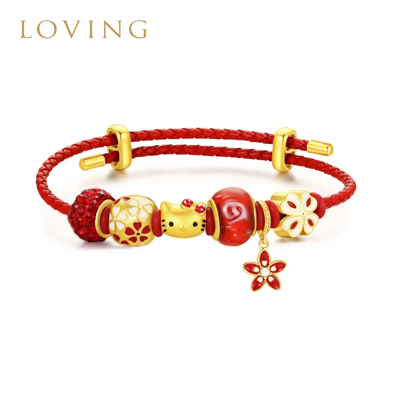 LOVING黄金哈喽kitty手链999足金多巴胺KT猫手串送女友生日礼物