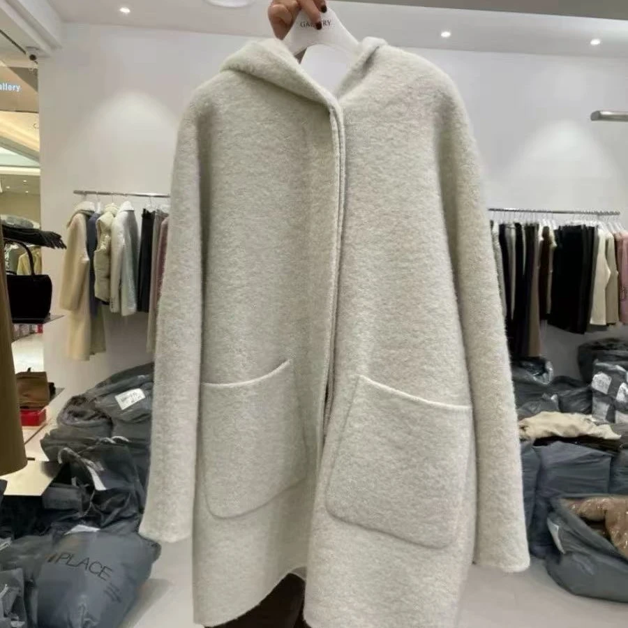 Gallery韩国东大门代购冬季新款女连帽宽松休闲大衣