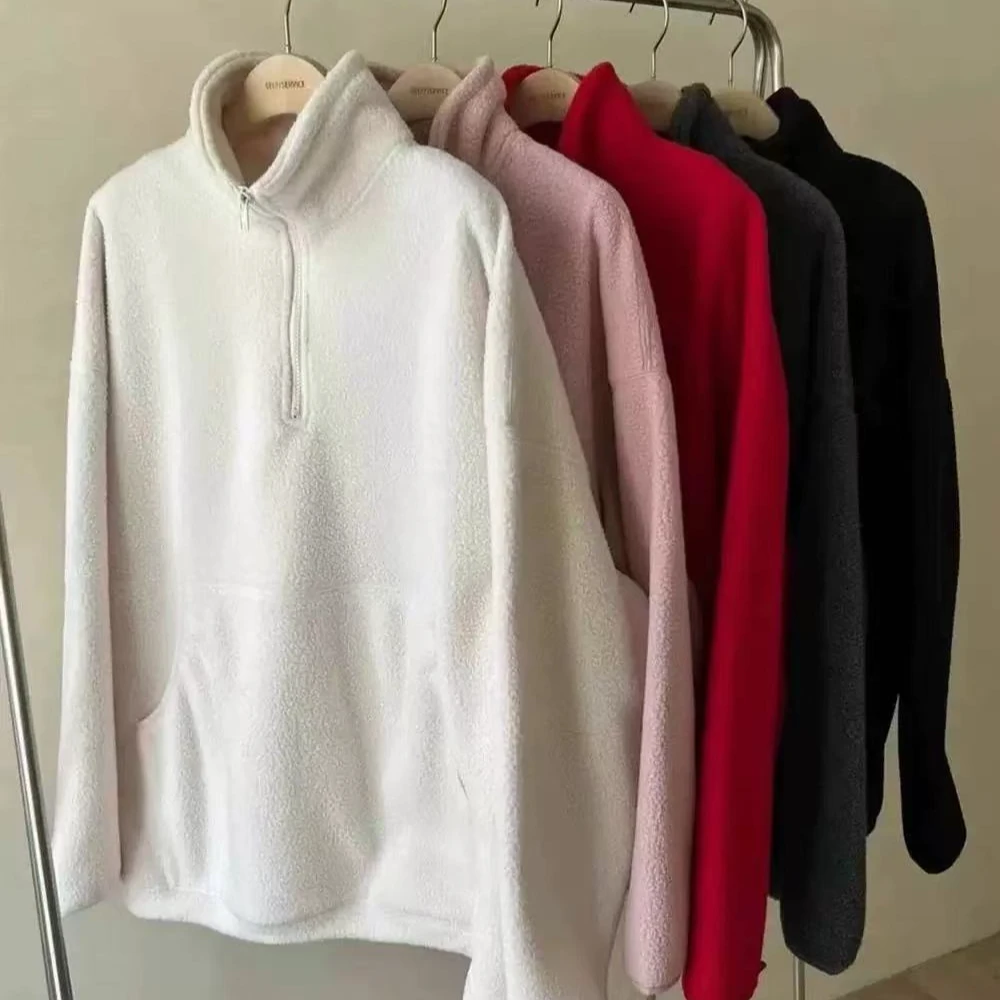 现货！self service韩国东大门代购2024秋冬新款半拉链摇粒绒卫衣