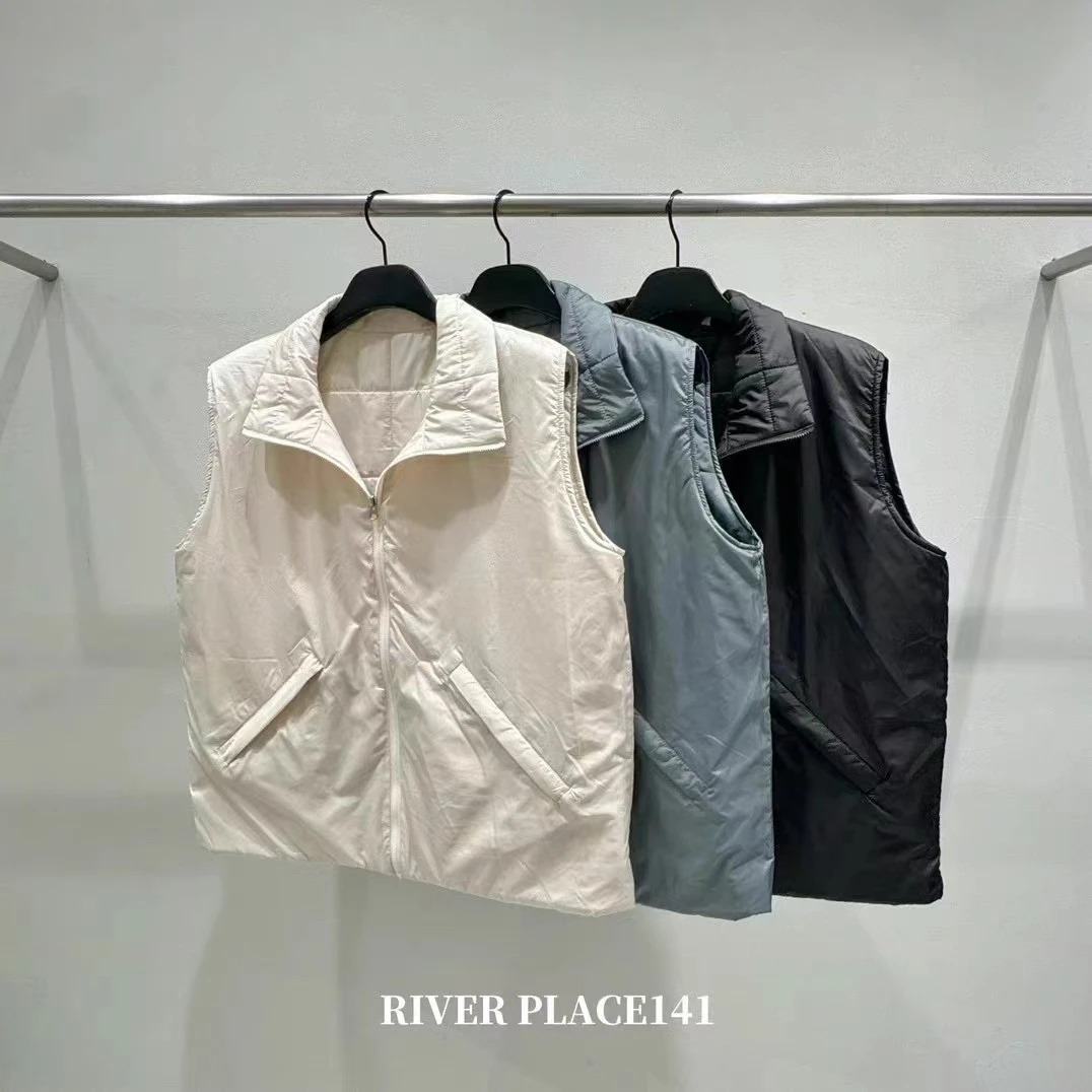 现韩国东大门购Water river女2024秋季新款两面穿立领拉链棉马甲