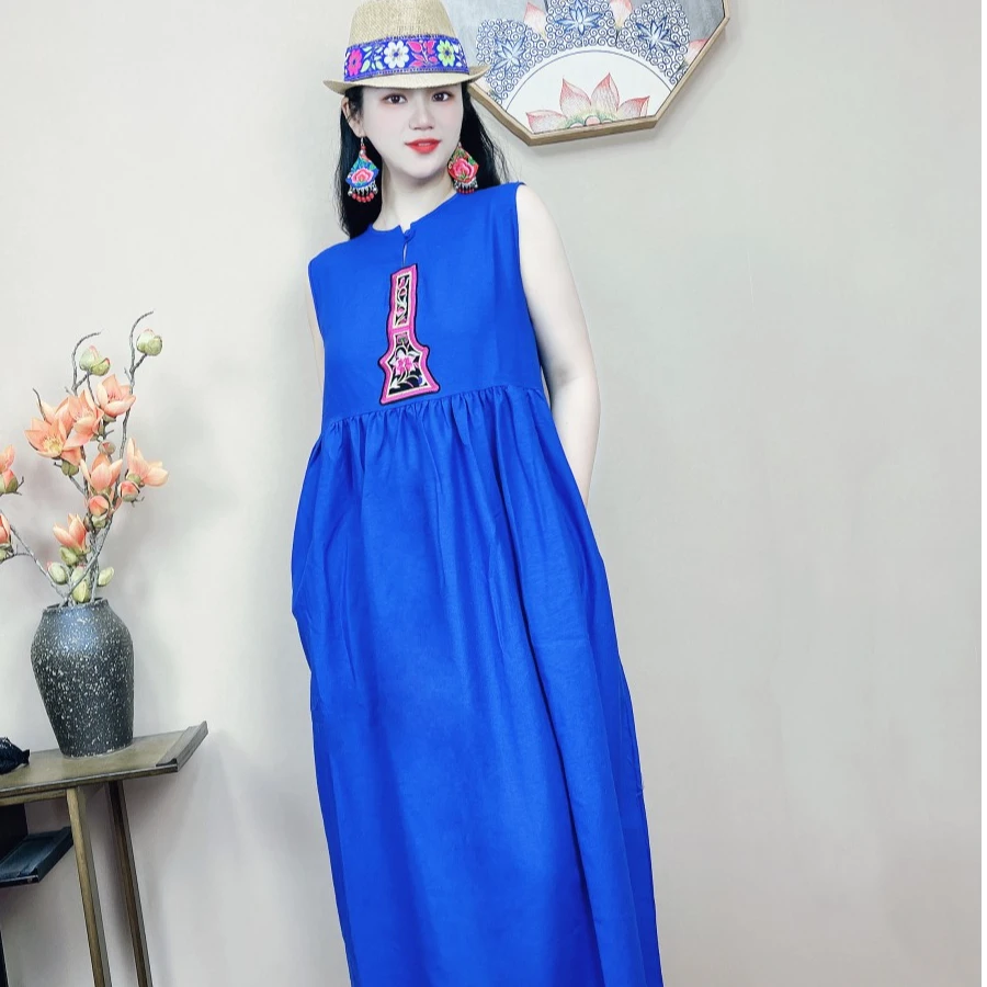 民族风长袖连衣裙长裙女装原创复古