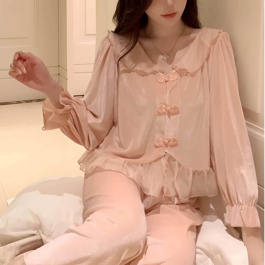 【幽兰小姐】2024新款女秋季超柔睡衣女家居服睡衣套装