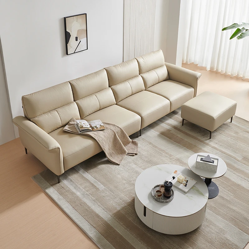 QYT全友家居现代简约分段靠包客厅居家双色头层牛皮沙发