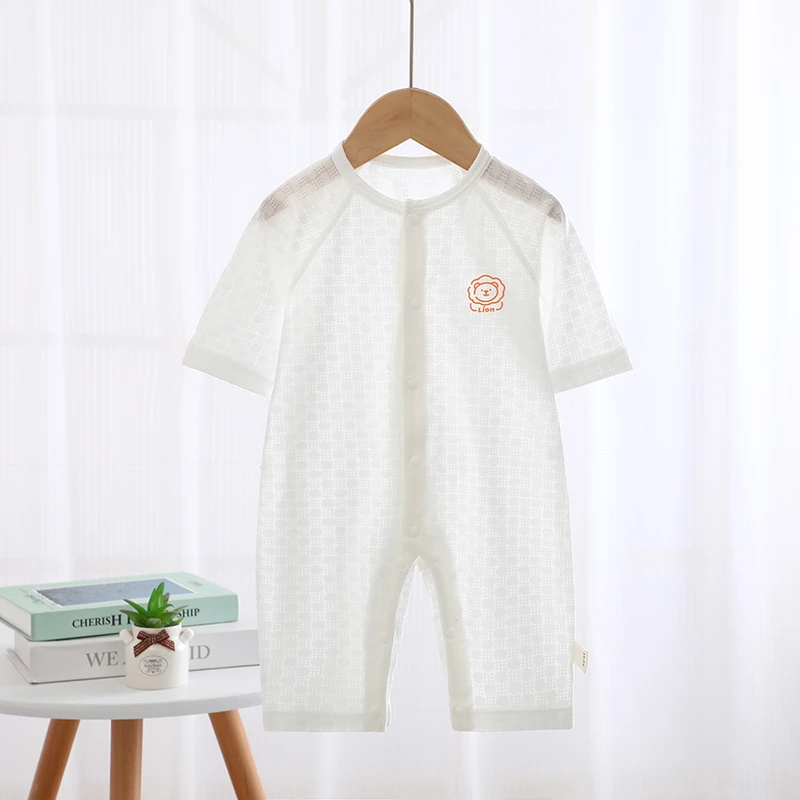 婴儿连体衣a类竹纤维夏季薄新生儿宝宝衣服哈衣爬服5A抗菌空调服