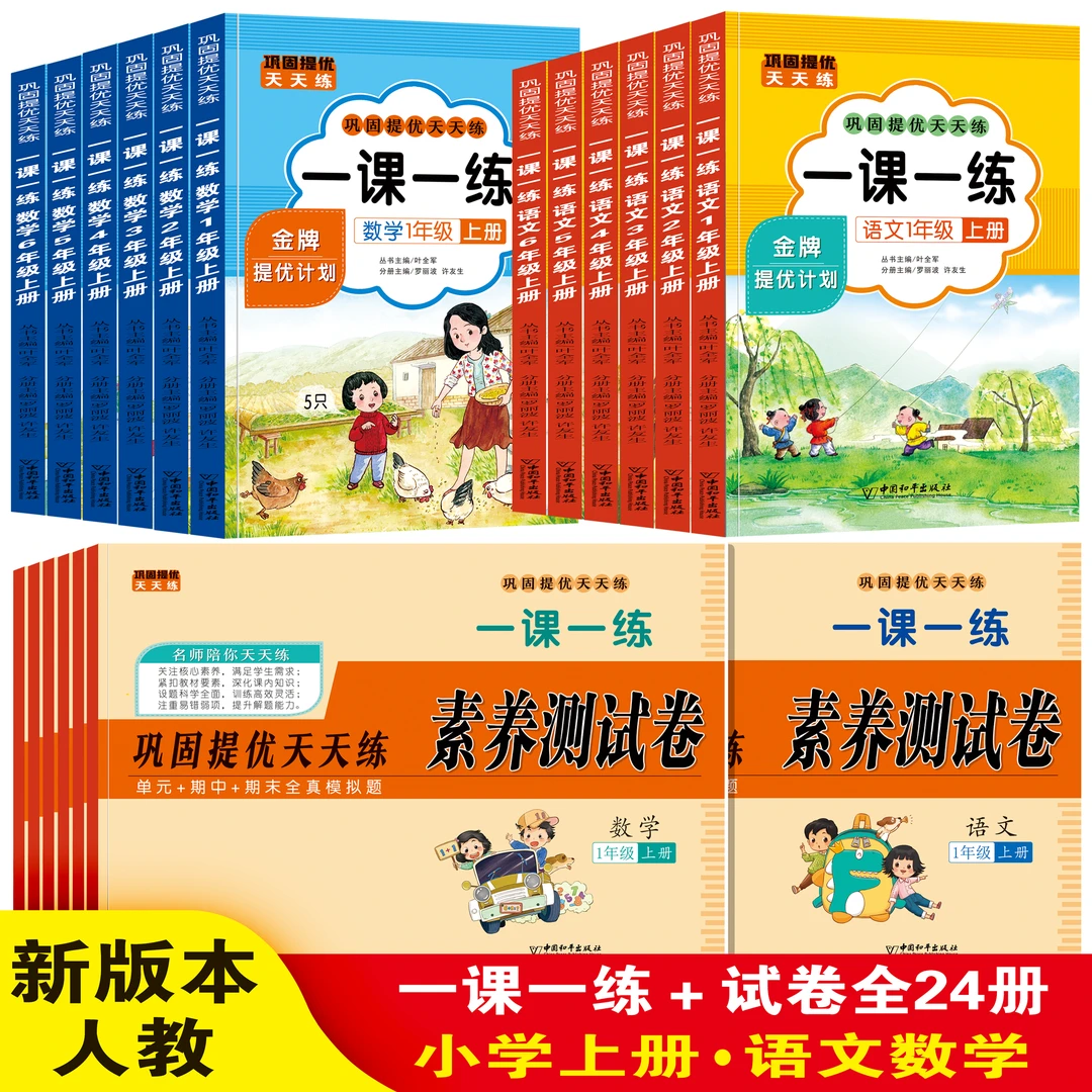 2024一课一练+素养测试卷一二三四五六上下册语数同步练基础知识