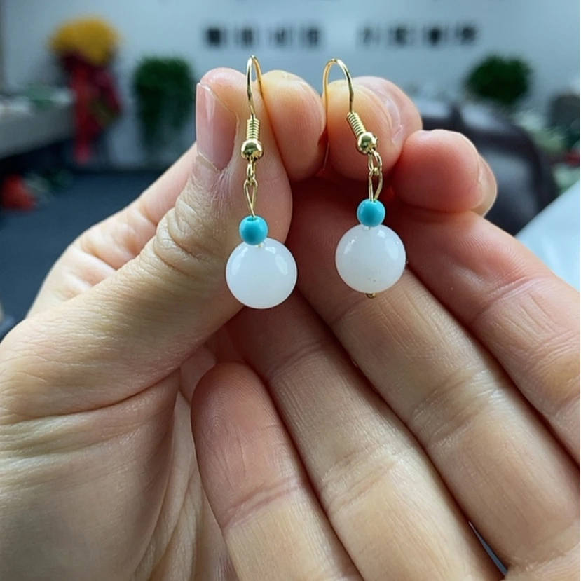 【闪购商品】石英质玉耳饰颜色纹路多样性发货拍一发一未镶嵌