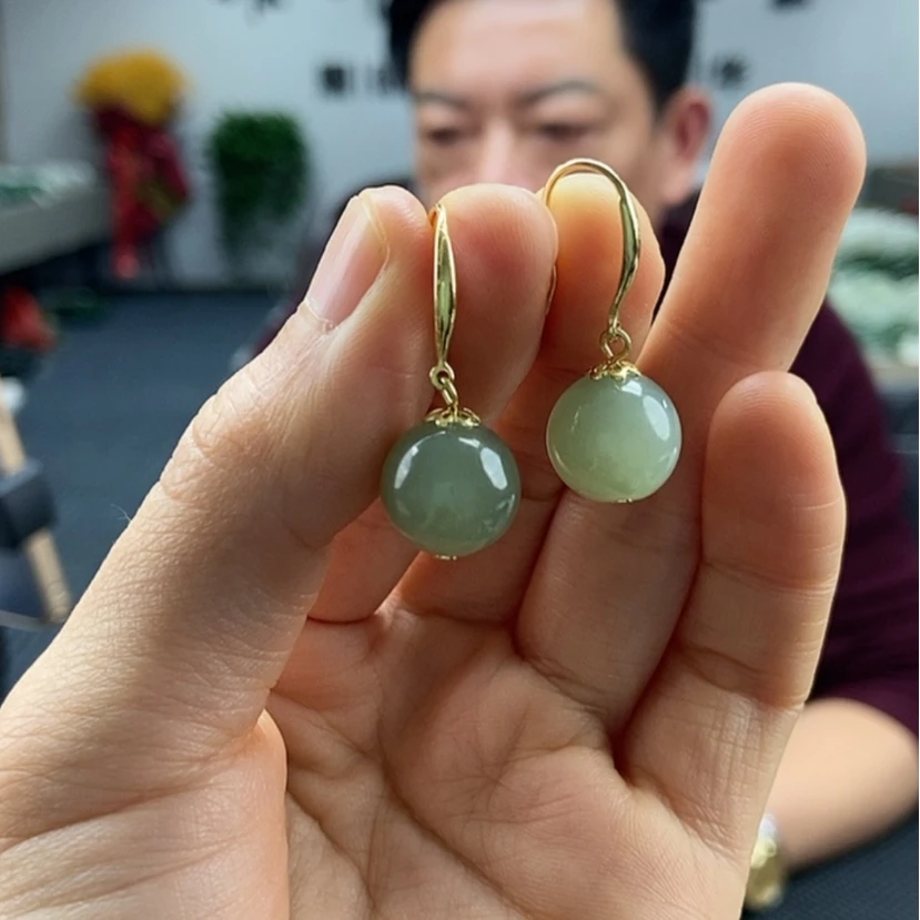 【闪购商品】和田玉耳饰颜色纹路多样性发货拍一发一银S925镶嵌