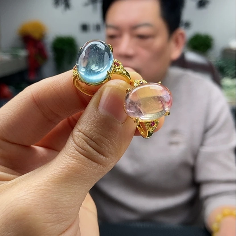 【闪购商品】萤石戒指颜色纹路多样性发货拍一发一未镶嵌