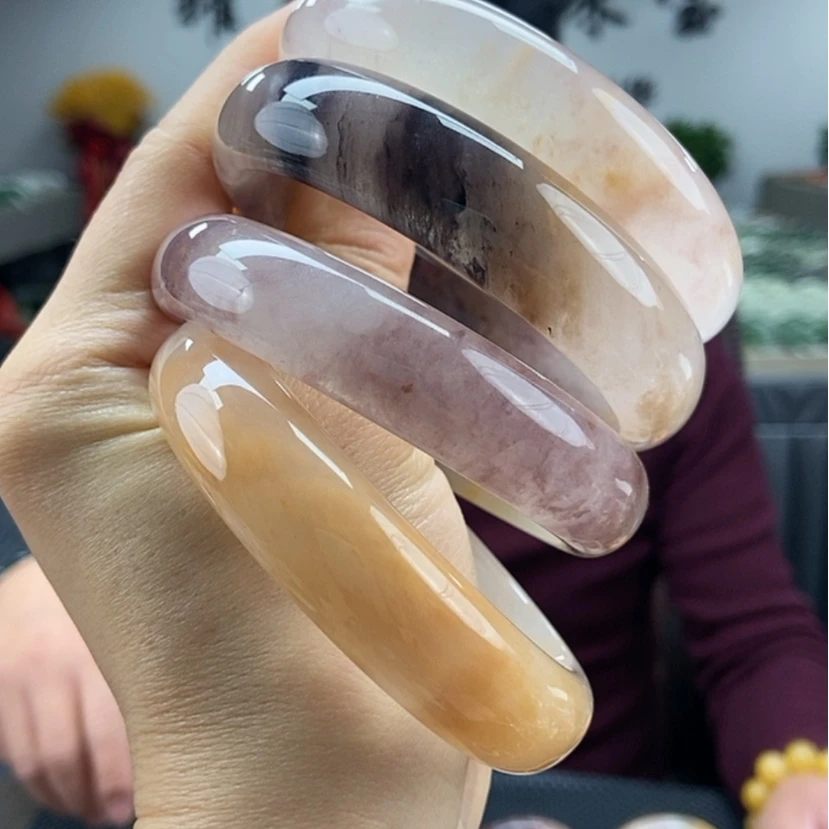 【闪购商品】石英质玉手镯颜色纹路多样性发货拍一发一未镶嵌