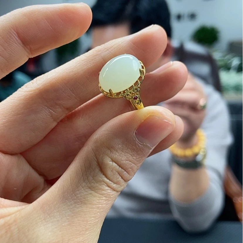 【闪购商品】和田玉戒指颜色纹路多样性发货拍一发一银S925镶嵌