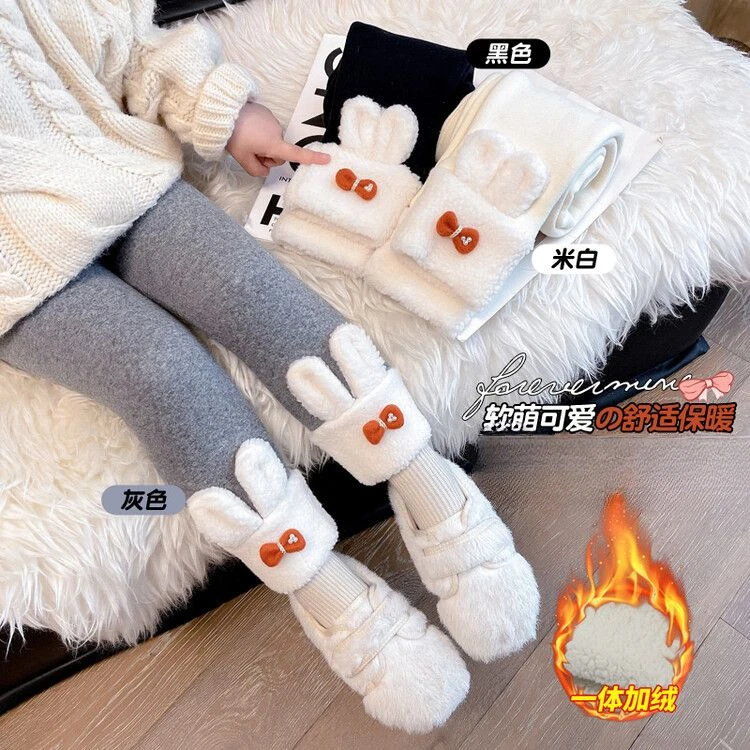 女童加绒打底裤秋冬季外穿儿童加厚一体绒保暖裤洋气宝宝冬装裤子