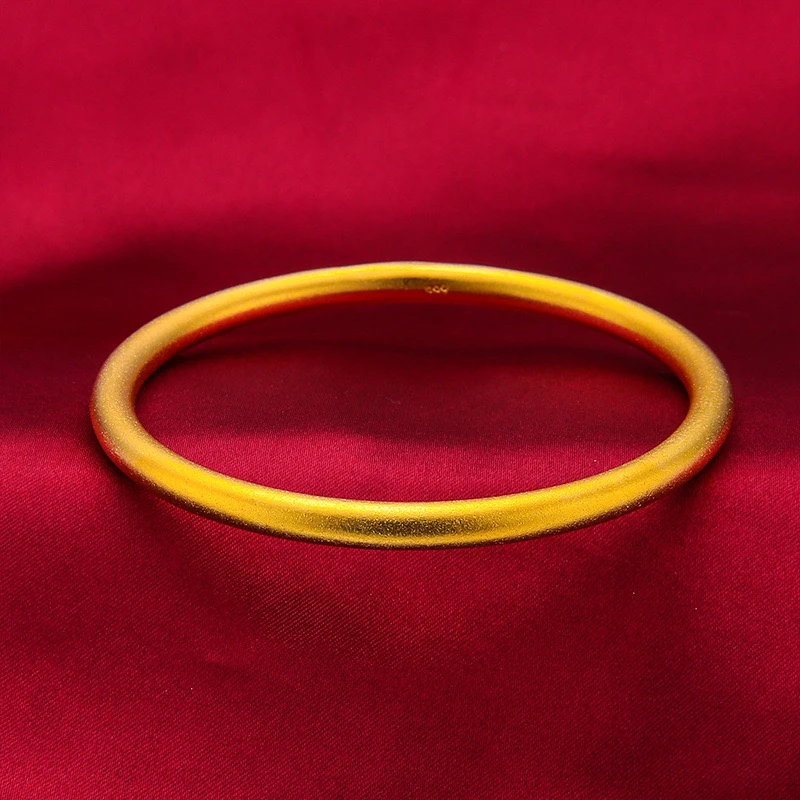 合金手镯 女款时尚百搭古法镯子磨砂精美素款沙金气质手镯精工版