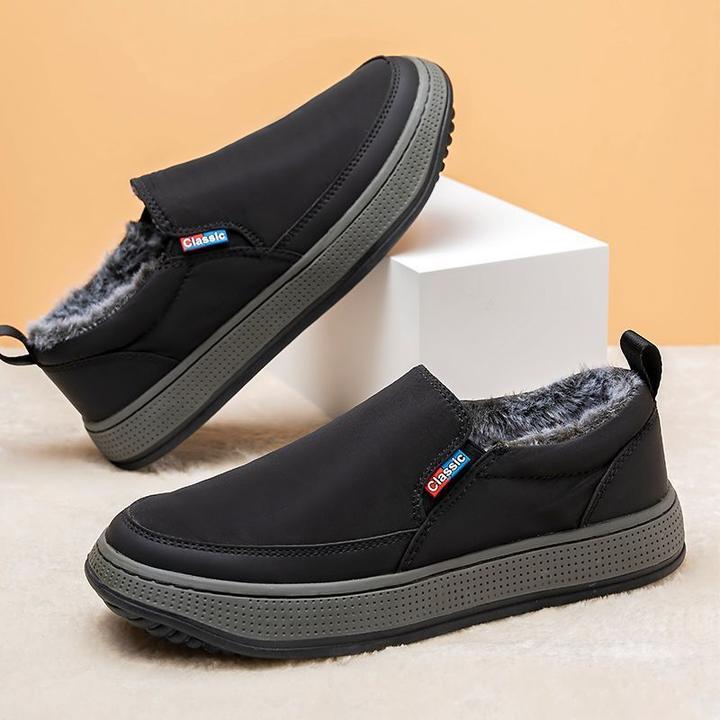 冬季棉鞋雪地靴男款加绒加厚防寒保暖真皮中老年人高帮棉鞋