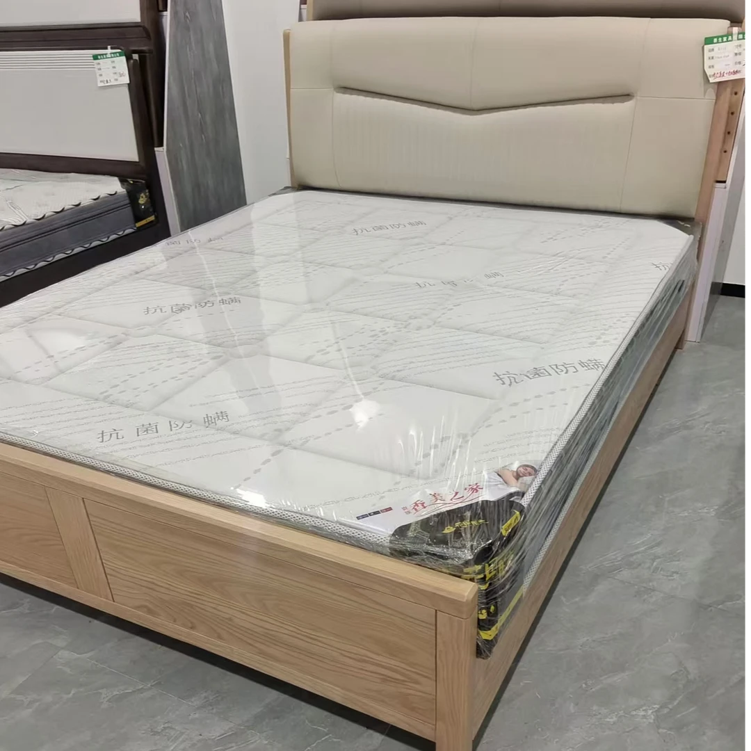 香木巧匠926#1.8米生态真皮+白蜡木实木床