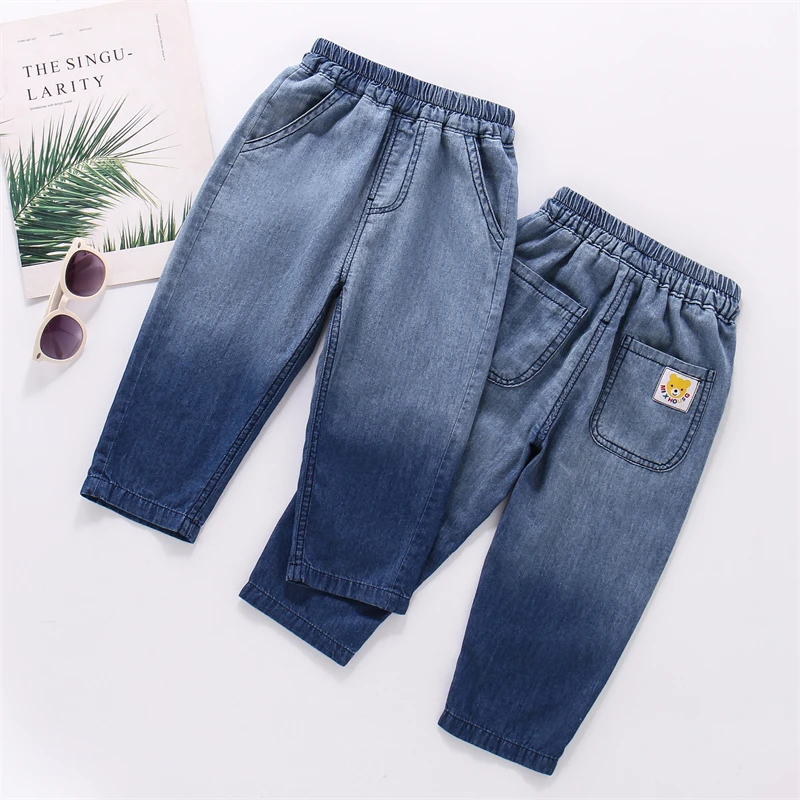 天丝儿童牛仔裤夏季薄款男童牛仔防蚊裤宽松中小童宝宝时尚休闲裤