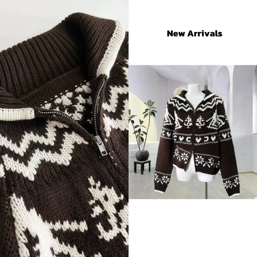 绵羊毛混纺费尔岛提花工艺针织开衫  G1122