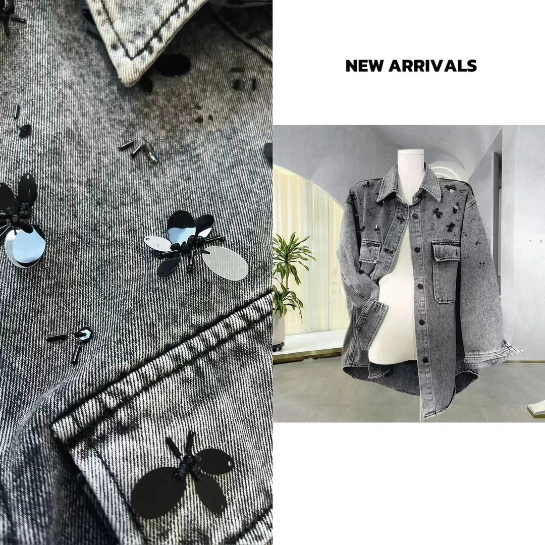 【25新款】新品复古重工手工钉珠宽松休闲牛仔外套 G991