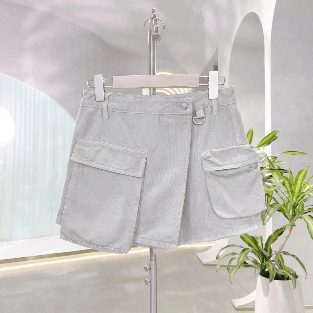 【24新款】百搭口袋不规则低腰工装风牛仔裙裤 G783