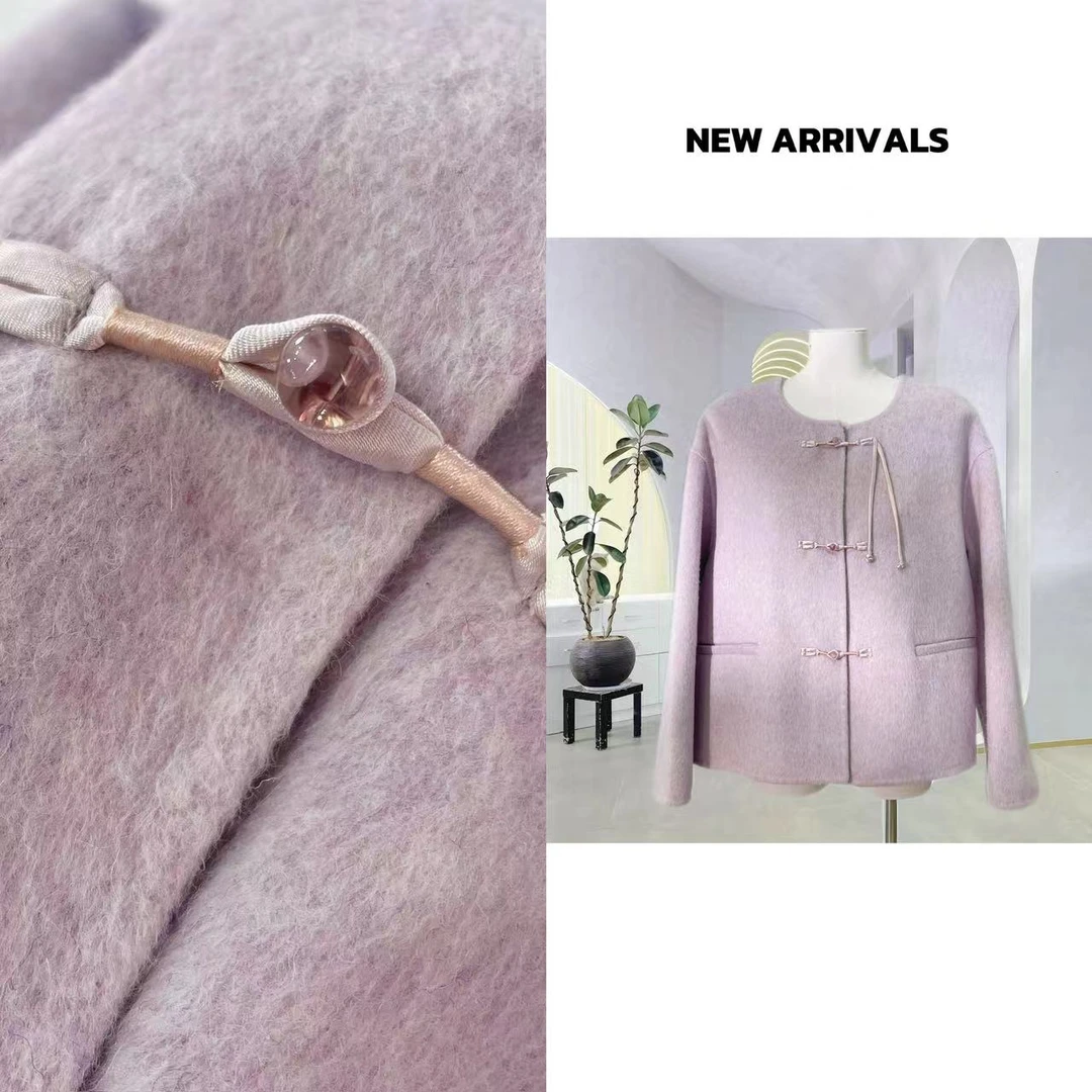 【618活动】  绵羊毛混纺中国风短款毛呢大衣  A894