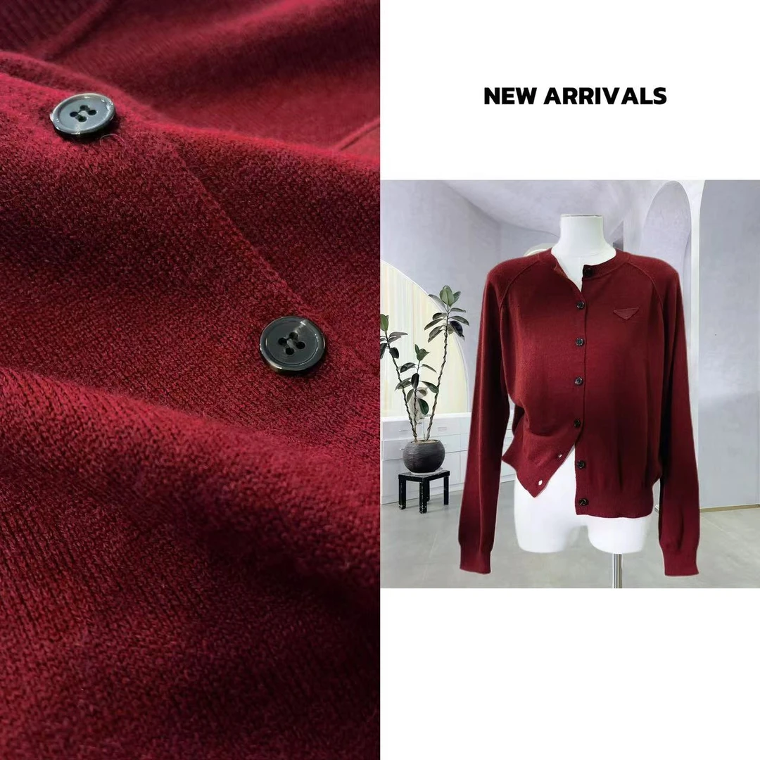 【24新款】秋季安可拉红长袖圆领显瘦开衫 G1065