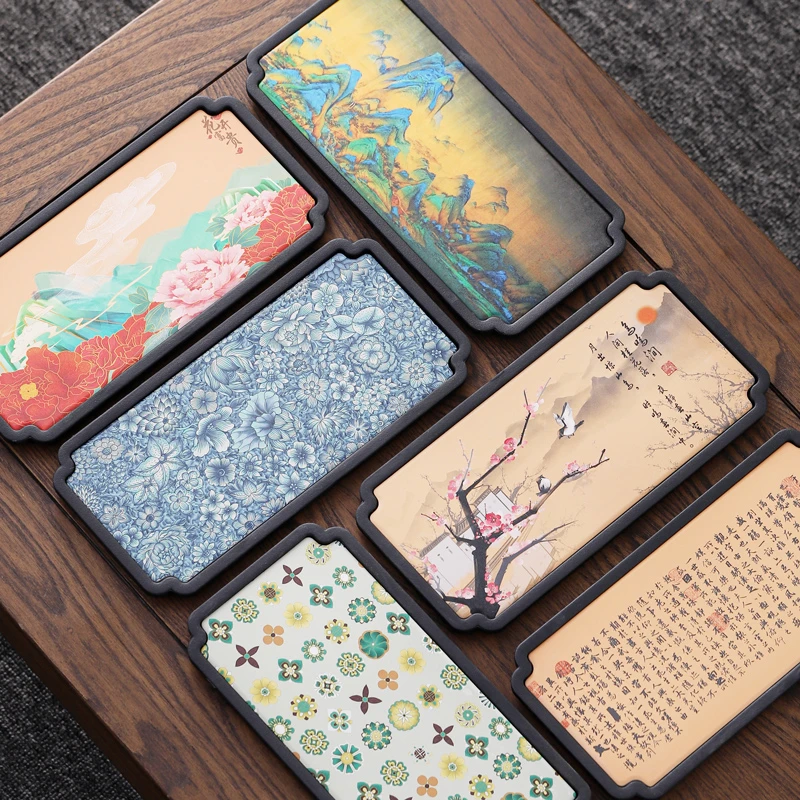 吸水干泡台茶盘干泡盘轻奢家用简约小型长方形泡茶盘陶瓷沥水复古