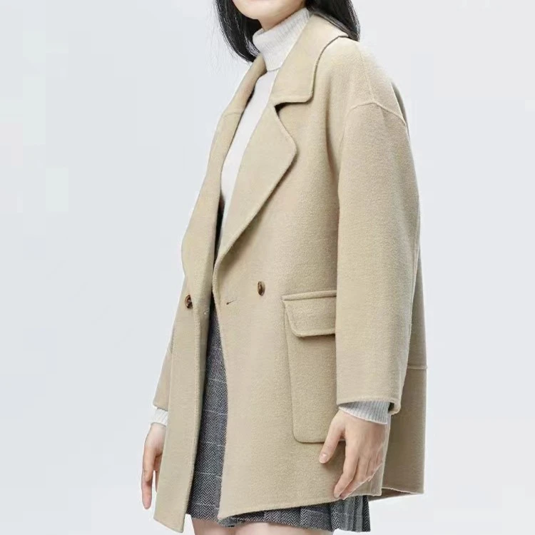 【曼哈顿】西装领中长款休闲宽松时尚百搭双面羊毛大衣2253