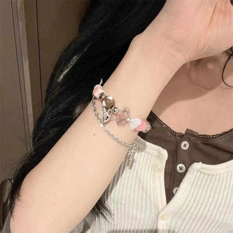 非金属手链 小众少女冰透感桃桃手链女小众设计手工串气质网红ins