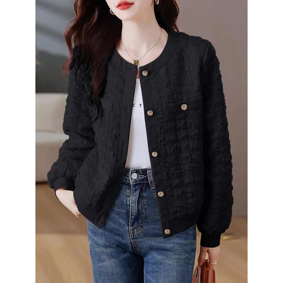 2025年春秋新款设计感休闲气质百搭小香风宽松显瘦圆领外套上衣女