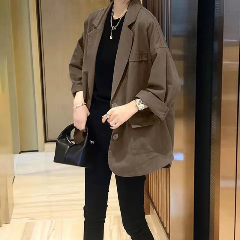 欧洲站2025春秋新款气质高级感百搭韩版小个子宽松休闲西装外套女