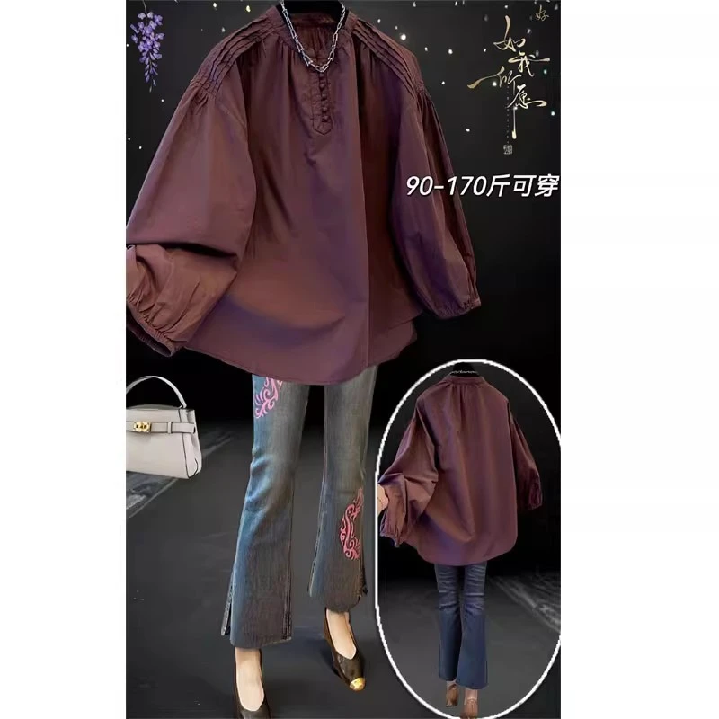 2025春秋新款设计感时尚通勤洋气别致百搭宽松遮肉长袖衬衫上衣女