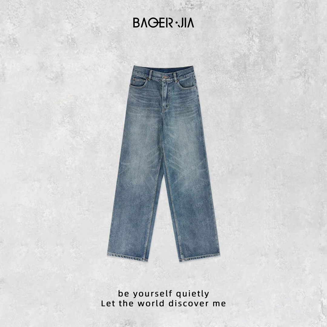 17-宝儿家含幂BC61624411冬季款复古水洗加厚保暖磨毛直筒牛仔裤
