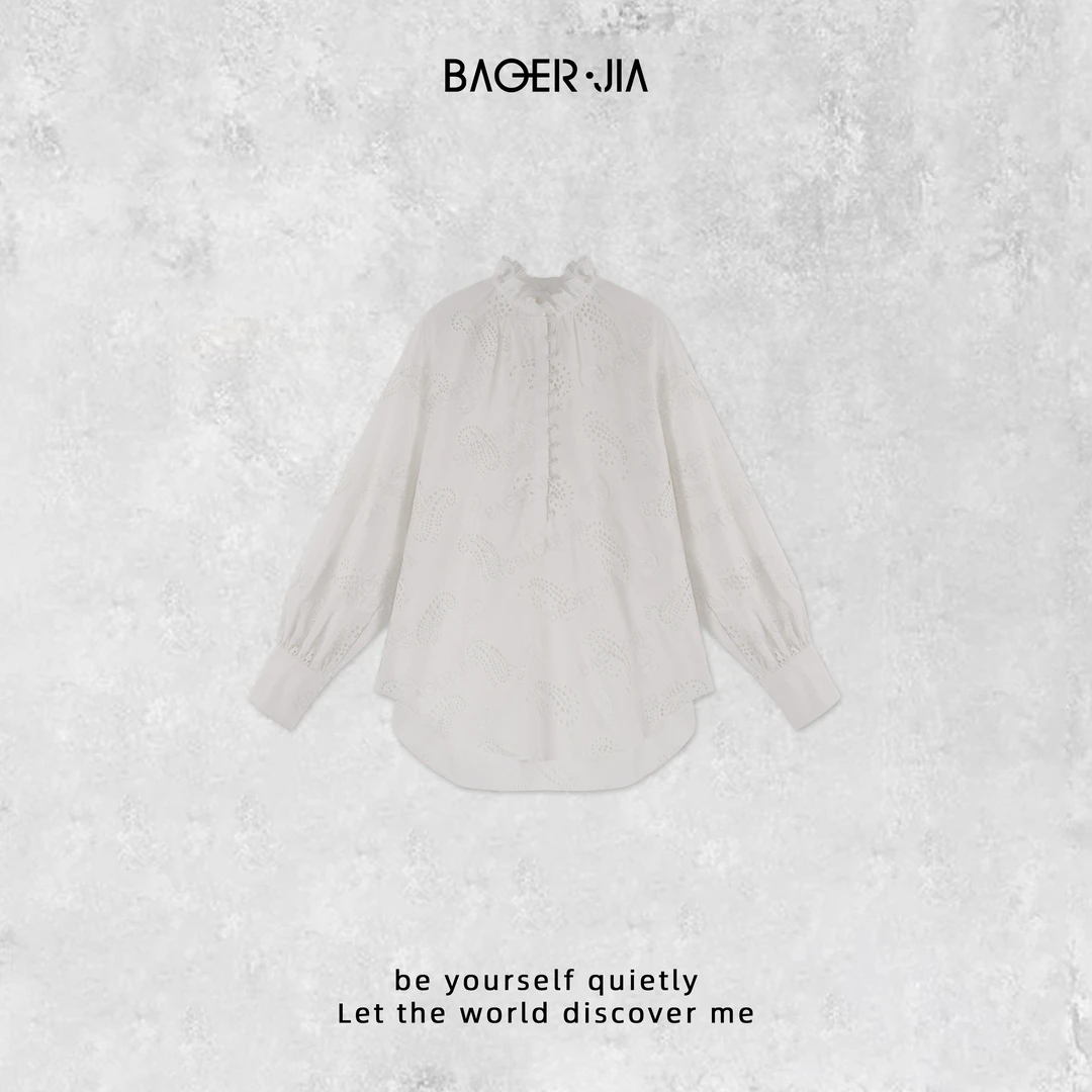 17-宝儿家含幂BK54224311秋冬穿搭新款法式宫廷蕾丝刺绣镂空衬衫