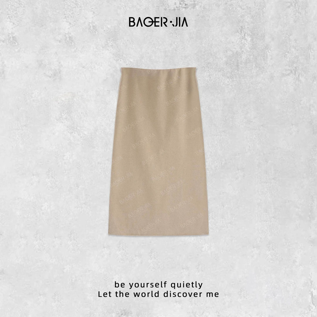 17-宝儿家含幂BD18324309秋季新款羊毛定制舒适松紧腰侧拉链裙子