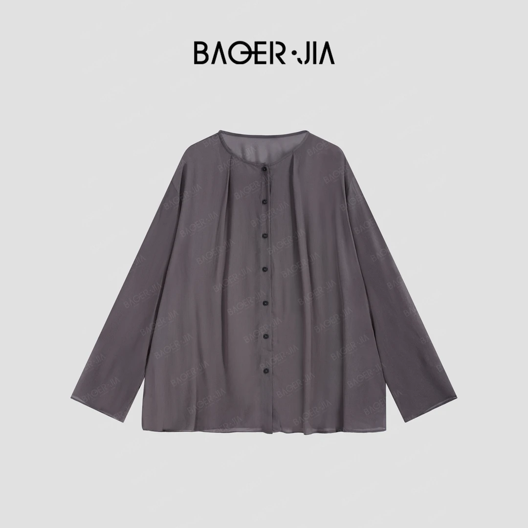 19-【小性感】宝儿家BK32224204春夏季款随意搭配舒适透气长袖衬衫