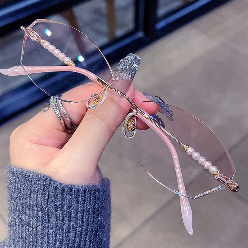 12-钻石切边无框眼镜女近视可配高度数眼睛防蓝光素颜AM022-OM036