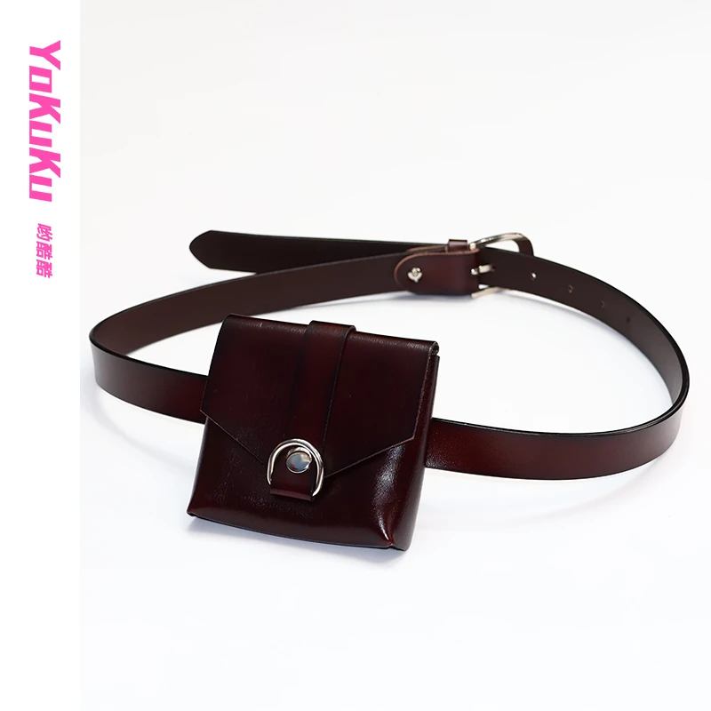 哟酷酷（时光邮局）美式复古街头酷飒二层牛皮真皮百搭时尚皮带腰包