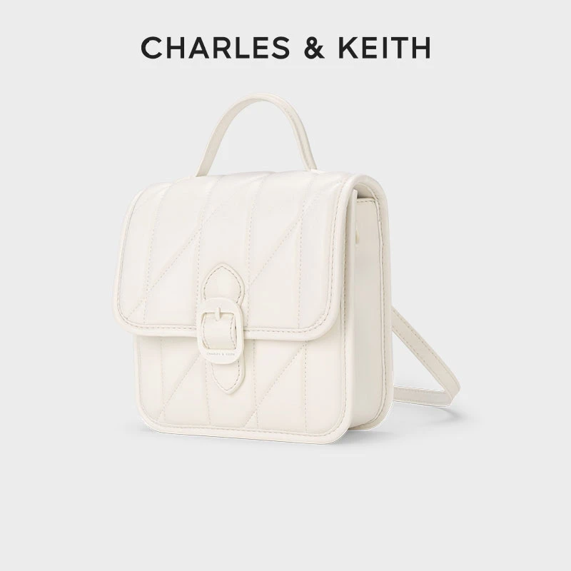 CHARLES & KEITH复古菱格百搭单肩小众斜挎双肩包女士包60782275