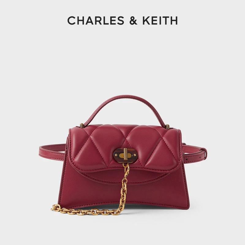CHARLES&KEITH时尚女士菱格经典小香风斜挎包腰包女CK2-80781373