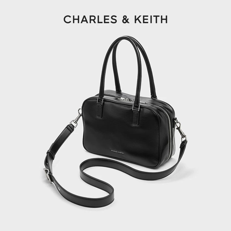 CHARLES & KEITH【商场同款】宽肩带手提波士顿斜挎包30271398