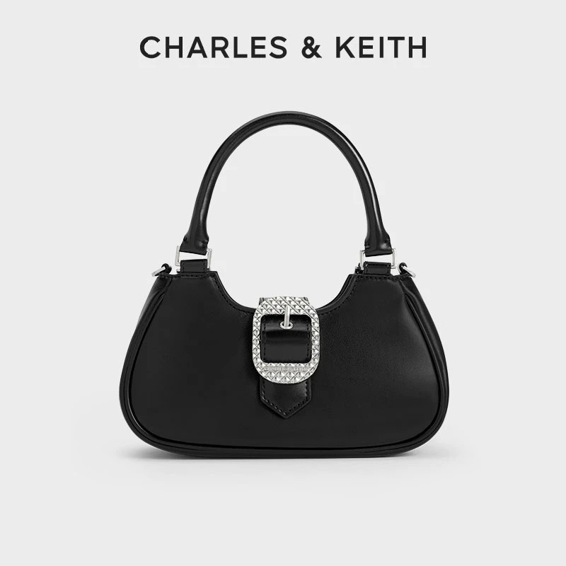 CHARLES & KEITH复古皮带饰扣手提单肩斜挎hobo包【原】50671547