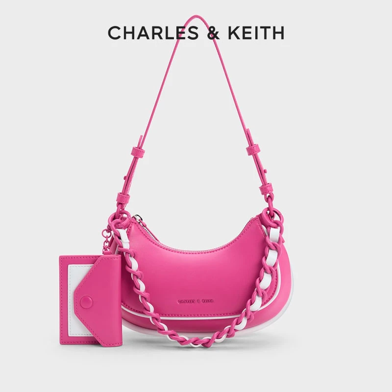 CHARLES & KEITH薄荷曼波斜挎3D豌豆腋下包女带卡包CK2-20671550