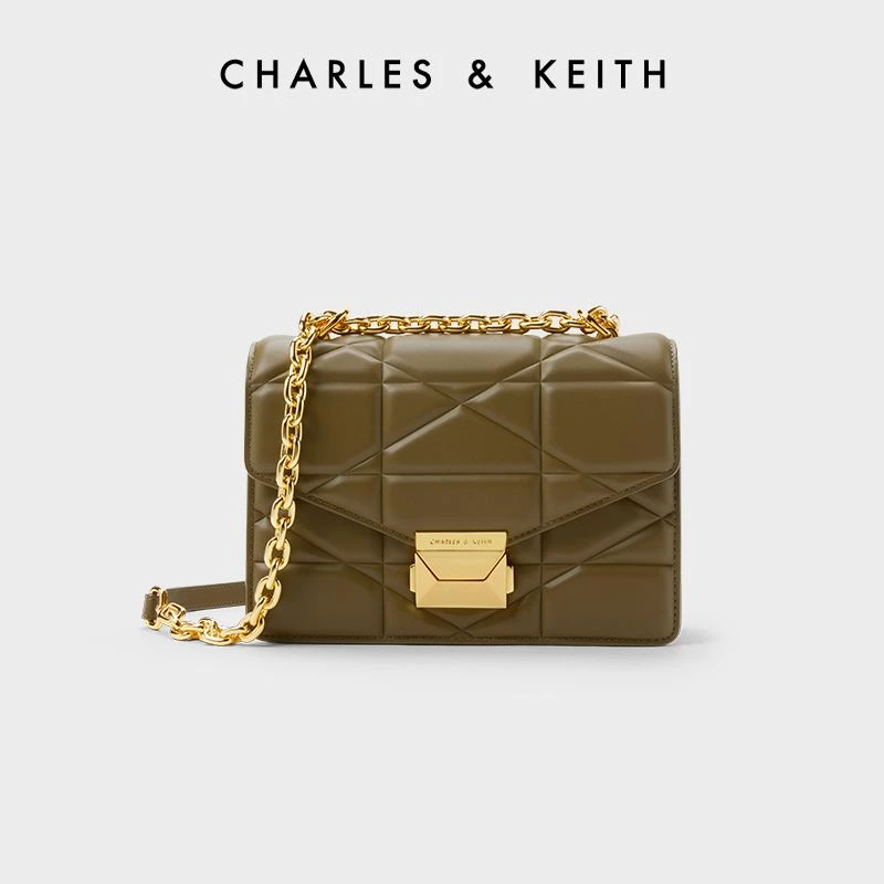 CHARLES & KEITH{中号}通勤链条单肩腋下包小方包女【原】80782204