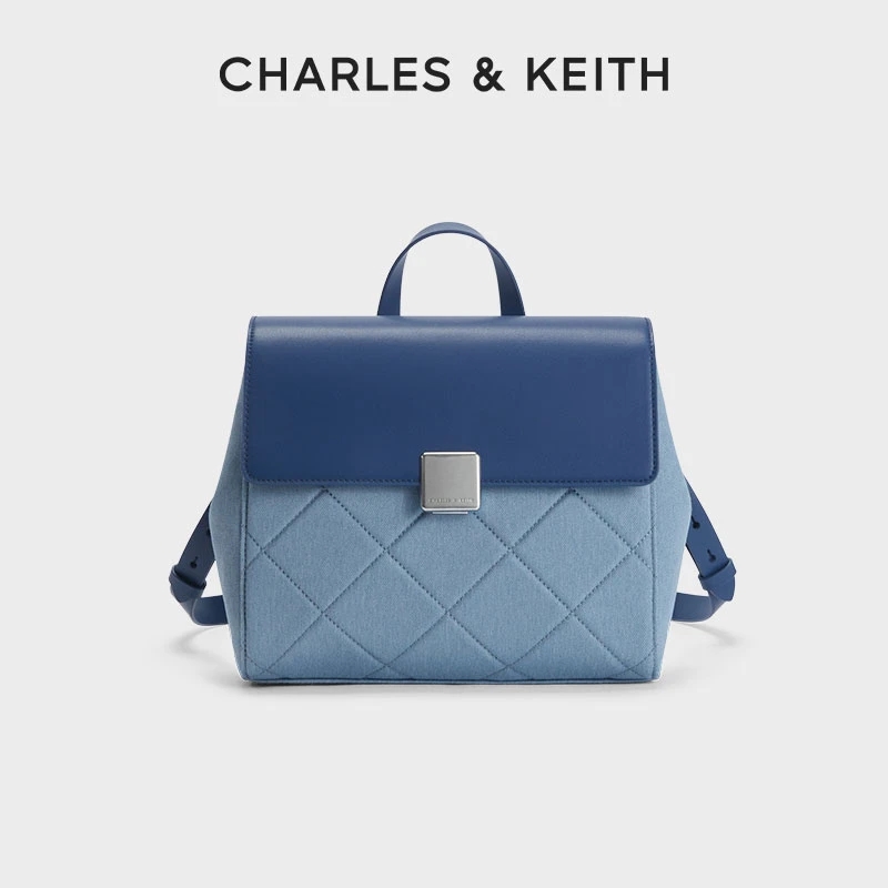 CHARLES & KEITH【会员专享】百搭休闲英伦风菱格双肩包60782296