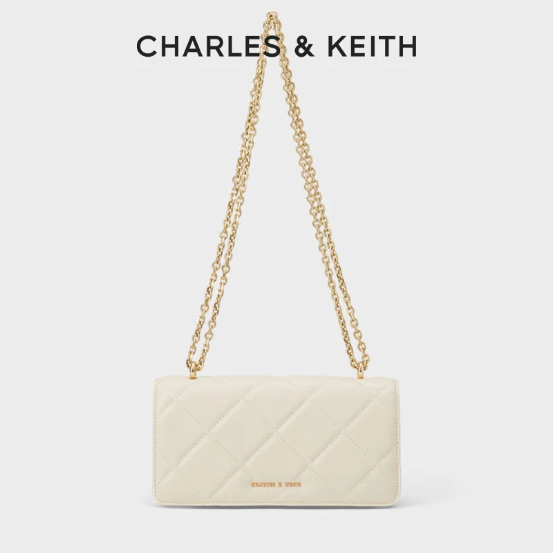 CHARLES & KEITH经典小香菱格纹链条手机小方包CK6-10680924-3
