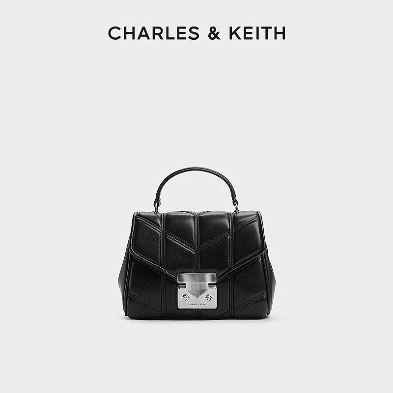 CHARLES & KEITH金属扣手提斜挎菱格信封包50782311