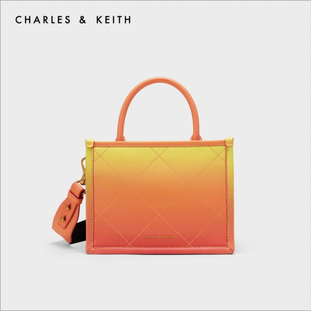 CHARLES & KEITH时尚女士幻宙菱格手提单肩托特包CK2-30781842-1